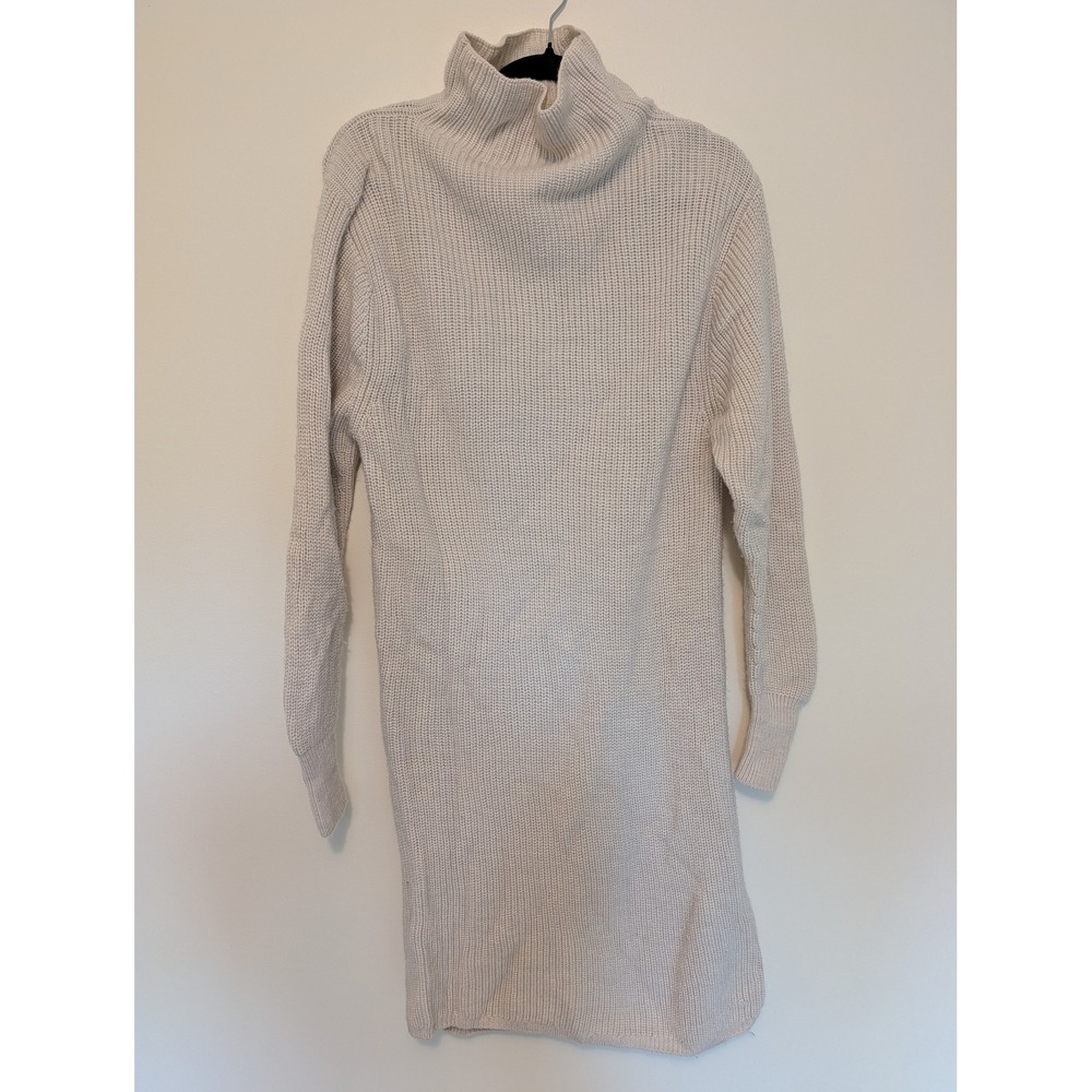 Quince 100% Merino Wool Turtleneck Knit Midi Sweater Dress Cream Womens Size XS
